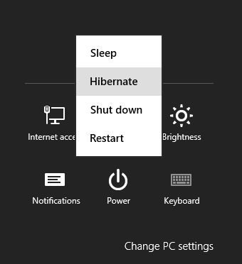 win 8 hibernate