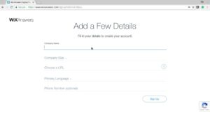 Wix Answers Sign Up Details